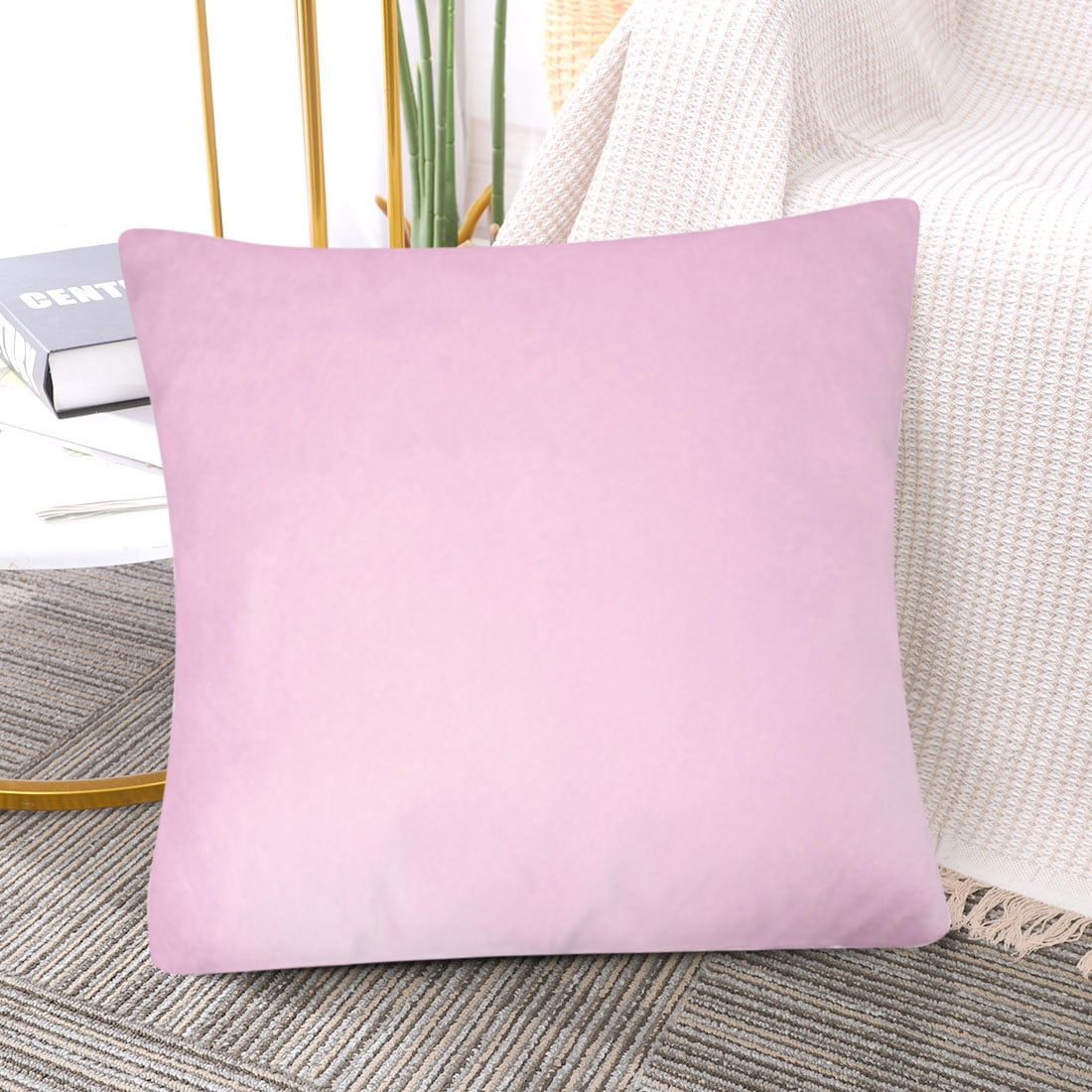 Unique Bargains 2Pcs Soft Viscose Velvet Decorative Throw Pillowcases 24"x24" Lilac