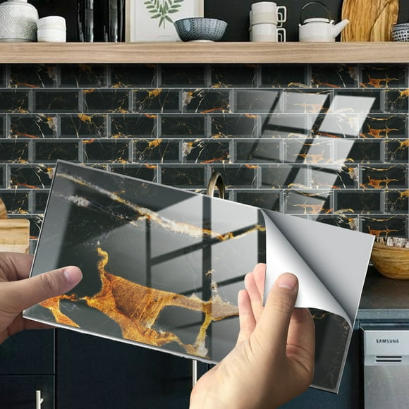 Autocollants de Carreaux Muraux Imitation Film Cristal, Autocollants de Carreaux en PVC Adhésifs Imperméables EDHITNR, Autocollants de Sol Amovibles Auto-Adhésifs pour Mur de Cuisine Salle de Bain Douche
