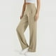 thumbnail image 3 of Pantalones casuales de pierna recta para mujer: holgados con bolsillos, poliéster de color liso, para uso diario, para estar por casa y para actividades al aire libre, 3 of 6
