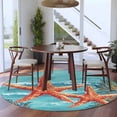 thumbnail image 3 of Round Rugs 5Ft, Coastal Starfish Round Area Rug Washable Indoor Throw Carpet, Teal Summer Beach Ocean Coral Soft Non Slip Circle Rug for Cabinet Bathroom Home Decor Aesthetic, 3 of 8