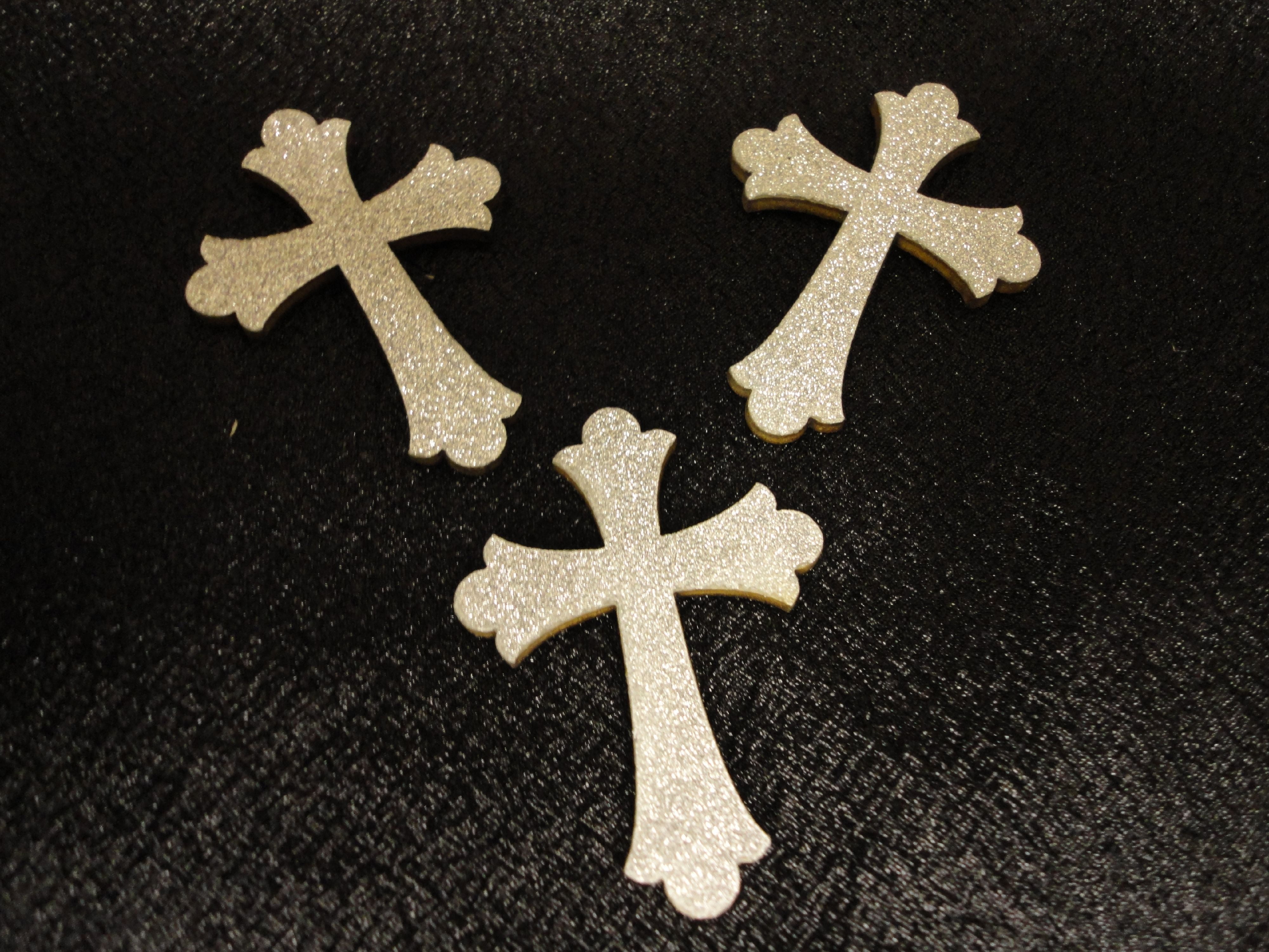 Charmed Silver Wooden Cross Ornaments for holy communion/baptism; 20