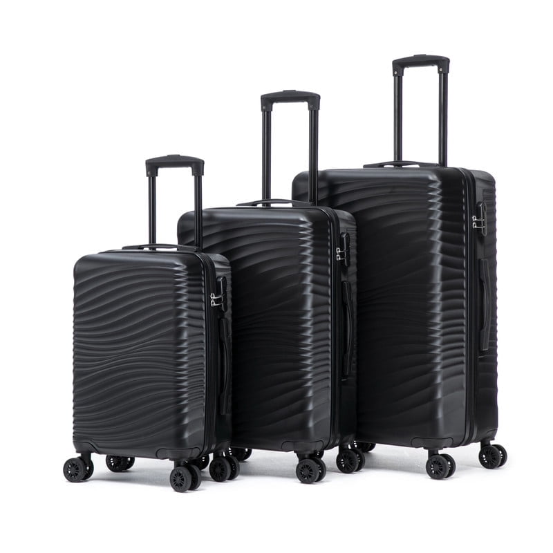 Rosamo Luggage Sets 3 Piece, HardsideTravel Suitcase with Spinner Wheels 20/24/28" , Carry on Luggage with TSA Lock(Black)