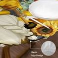 thumbnail image 3 of Yellow Sunflower Round Tablecloth, Fitted Table Cover with Elastic for 55"-60" Round Tables, Farmhouse Vintage Bees Gnomes Table Cloth Outdoor Indoor Dinning Party Waterproof Tablecloths, 3 of 7