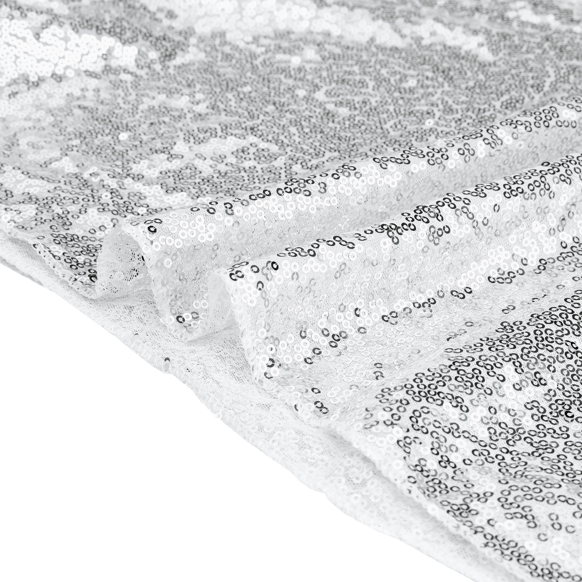 Unique Bargains Sequin Table Covers for Dining Room Parties or Dances Tablecloths Silver 47"x71"