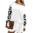 thumbnail image 1 of Uniexcosm Women's Loungewear Set Long Sleeve Tops and Shorts Sleepwear, 1 of 10