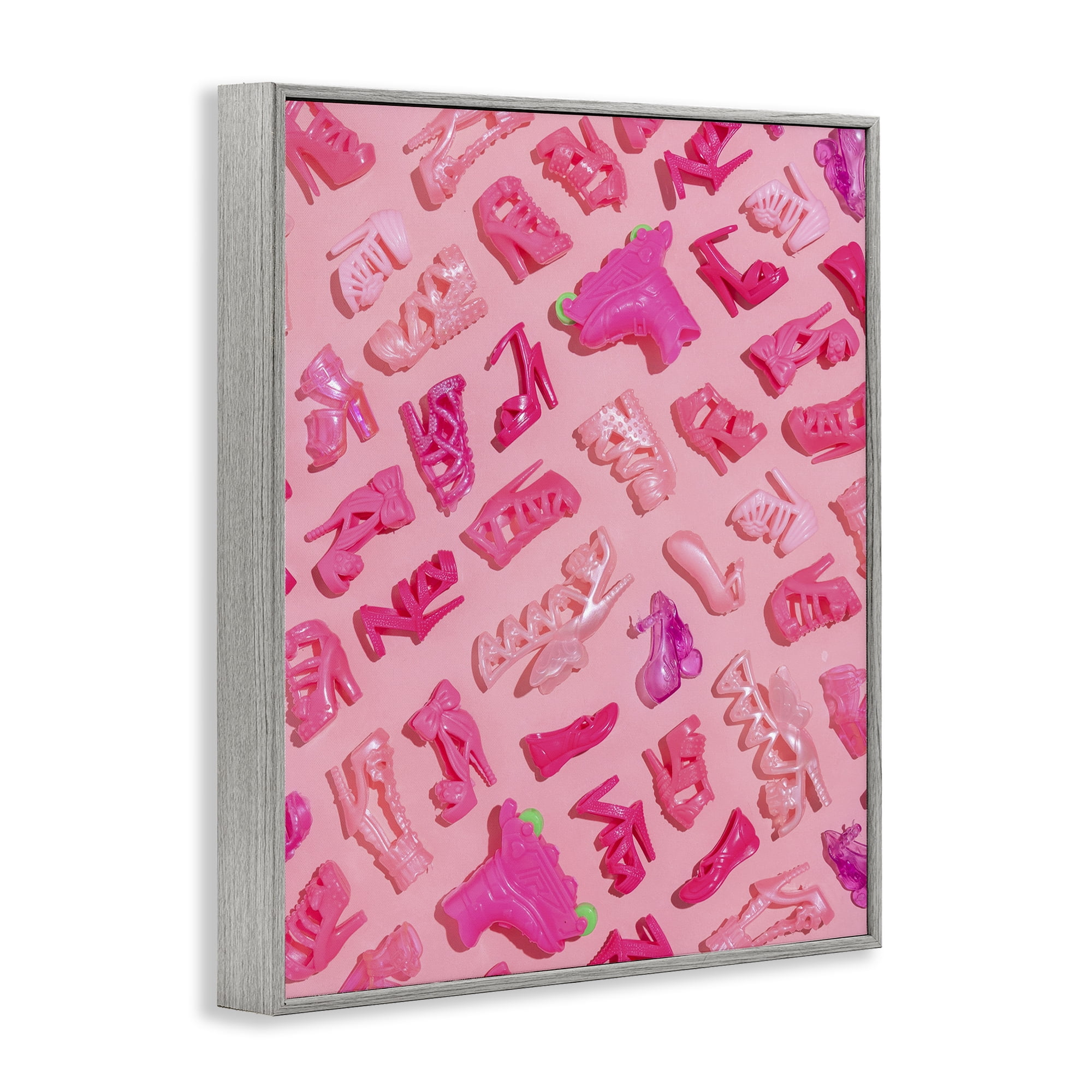 Stupell Industries Tiny Doll Shoes Pink Gray Framed Giclee Art, design by LISH Creative