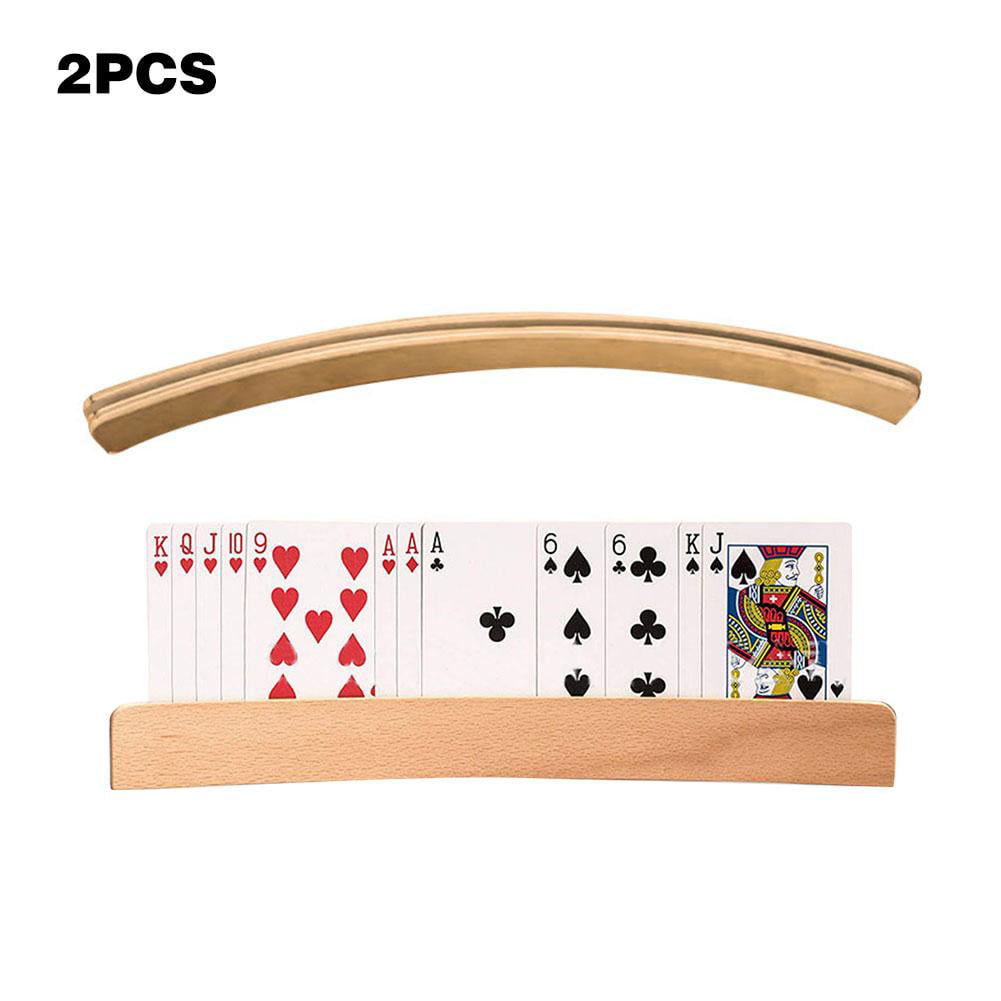 The Panorama Wooden Playing Poker Bridge Card Holder Set of 4 for sale online 