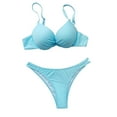 thumbnail image 6 of Elainilye Fashion Swimming Suits for Women Solid Sexy Steel Bracket Solid Bikini Push-Up Padded Swimwear Swimsuit Beachwear Set,Blue, 6 of 9