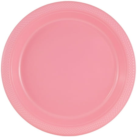 JAM Round Plastic Party Plates, Baby Pink, 20/Pack, Small,