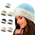 thumbnail image 3 of ZSQDM Winter Casual Warm Thickened Knitting Fisherman Hat Warm Confinement Hat Wild Hat Female Big Head Circumference Baotou Cold Hat beanie of Men Witch Hat Bomber Hats Swimming Cap, 3 of 8