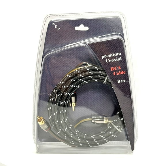 NEP Audio 2 Channel 9 ft RCA Cables Triple Shield Nylon Coated 9'