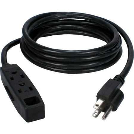 Extension 6 Strand - QVS PC3PX-06 3-Outlet 3-Prong 6' Extension Cord, Black