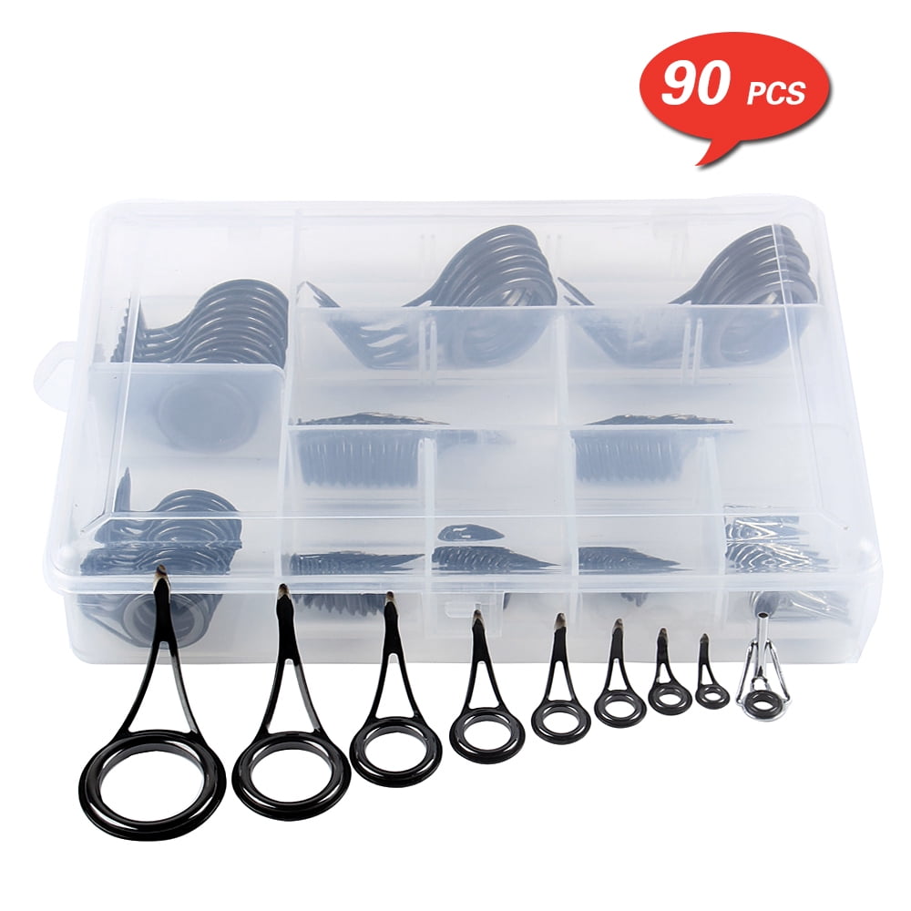 Details about / 90Pc//Box Fishing Rod Guides Tip Rings Stainless Steel Frame 23-3mm Tip Rings