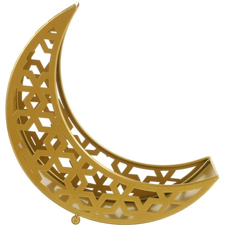

NUOLUX Iron Serving Tray Moon Shape Platter Pastry Dessert Tray Candy Tray for Ramadan Mubarak Party