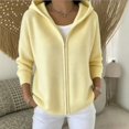 thumbnail image 2 of Sewkxo Womens Zip up Hooded Cardigan Knitted Hoodies Raglan Sleeve Sweaters Jacket Outerwear,Yellow 2XL, 2 of 3
