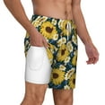 thumbnail image 3 of Goofa Sunflowers Printed Men's Swim Trunks Board Shorts Quick Dry Mens Swimming Trunks with Compression Liner,Breathable Fit Hawaii Beach Shorts-Medium, 3 of 9