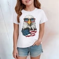 thumbnail image 2 of Kids T-Shirt 2-14 Years American Flag Patriotic Print 4th of July Independence Day Outfit Casual Summer Tee Soft Lightweight Stylish Cute Trendy(9-10 Years,A94-White), 2 of 5