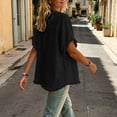 thumbnail image 5 of Favoffer Women's Linen Blouses V Neck Short Sleeve Tassel Button Casual Tops Lightweight Summer Shirts for Vacation Beach Daily, 5 of 6