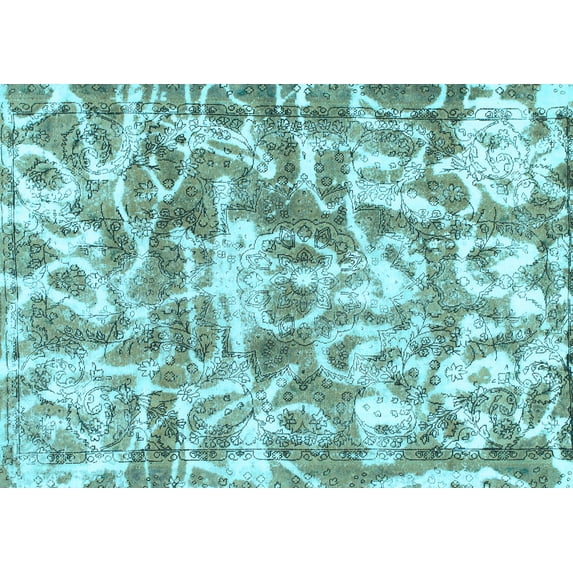 Ahgly Company Indoor Rectangle Abstract Light Blue Modern Area Rugs, 5' x 7'