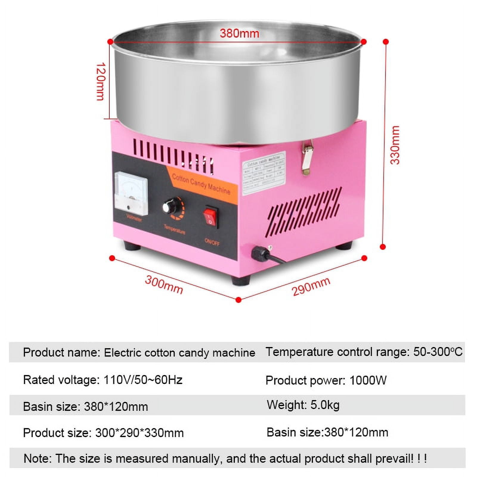 Commercial Cotton Candy Machine  110V  1000W Electric Cotton Candy Floss Maker with Stainless Steel Bowl  Candy Floss Machine for Kids  Pink
