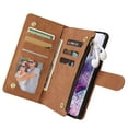 thumbnail image 4 of Cowithday Phone Case for Samsung Galaxy S21+, Galaxy S21 Plus Wallet Case with Zipper for Women and Men, PU Leather Magnetic Flip Kickstand Closure Wrist Strap Zipper Card Holder Phone Cases, Brown, 4 of 8
