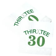 FREEAMG 100 Pcs Golf Napkins 5x5" Golf Cocktail Napkins Hole in One First Golf Paper Napkins for Golf Themed Birthday Party Sports Supplies Decor(Thir-tee Birthday)