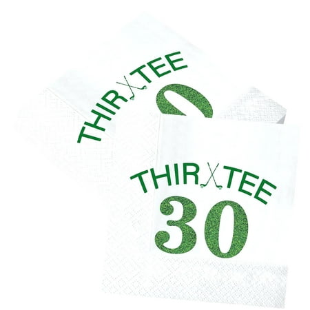 FREEAMG 100 Pcs Golf Napkins 5x5" Golf Cocktail Napkins Hole in One First Golf Paper Napkins for Golf Themed Birthday Party Sports Supplies Decor(Thir-tee Birthday)