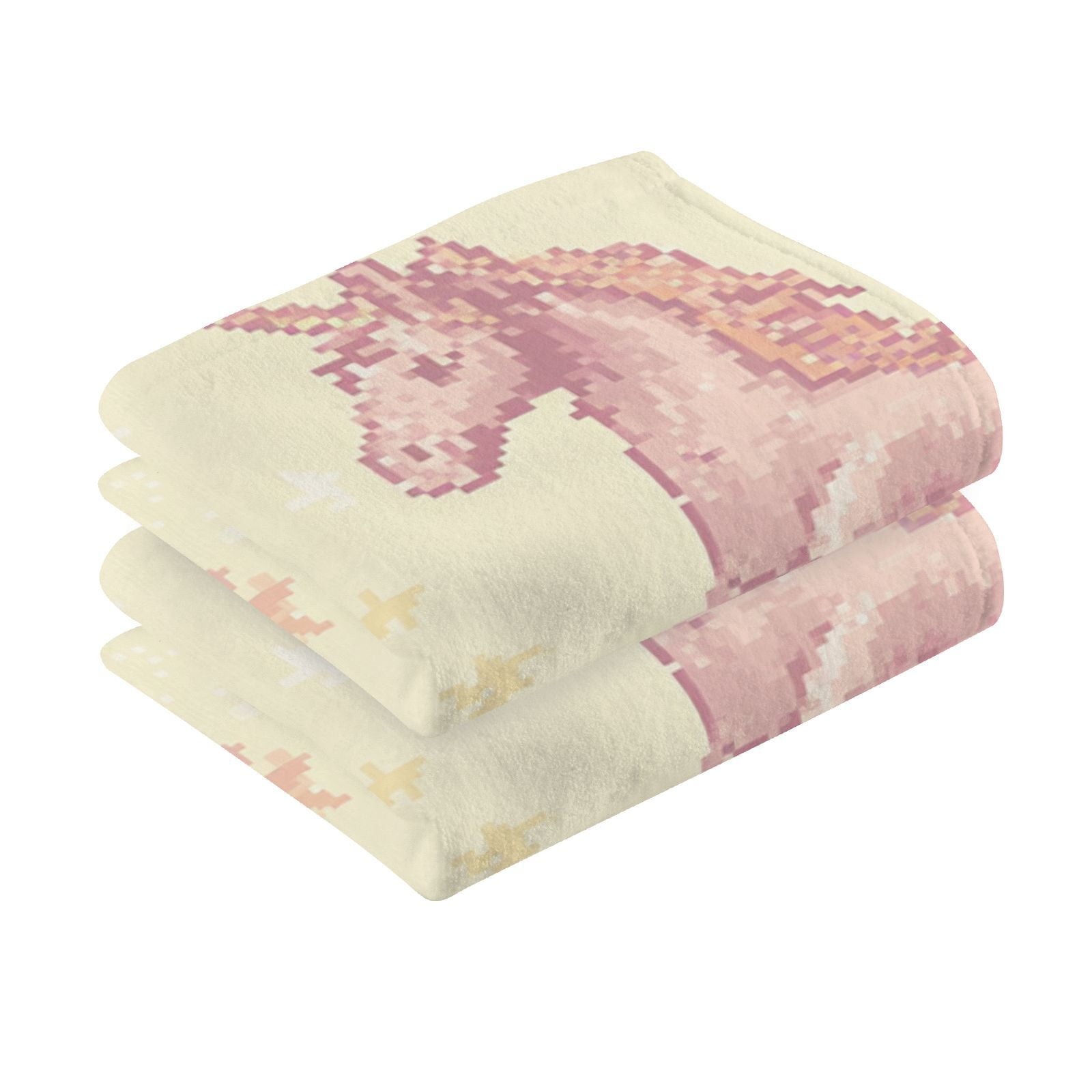 Pixel Unicorns Stars Hand Towels Cotton Bath Towels Large Face Towels Absorbent for Bathroom 2 Packs