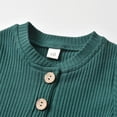 thumbnail image 5 of Newborn Baby Boy Clothes Ribbed Knitted Cotton Short Sleeve Romper +Pants Solid Color Summer Outfits Dark Green 3-6 Months, 5 of 6