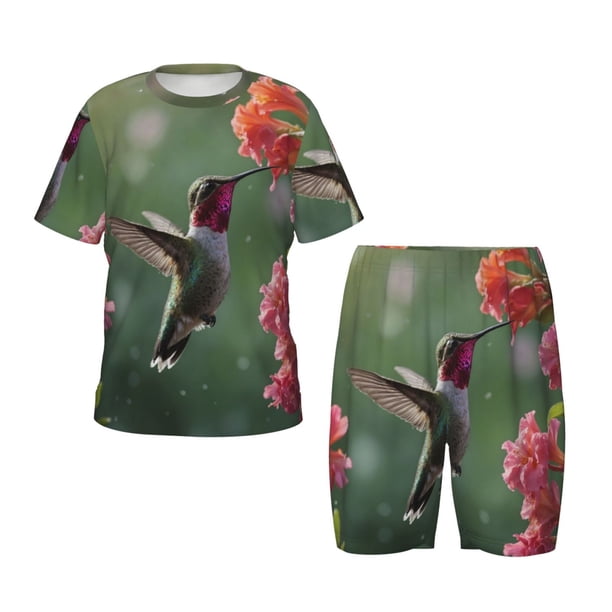 Balery Humming Bird 1 Conjunto de Pijama Infantil de Manga Corta con Estampado – Ropa de Dormir de Algodón Suave-Medium