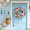 thumbnail image 4 of Spring Wreath for Front Door | Artificial Floral Wreath with Green Leaves & Flowers | Indoor Outdoor Wall Decor for Home Garden Party | 15 Inch Plastic Decorative Wreath, 4 of 7