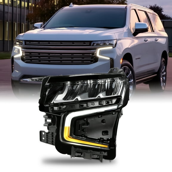 AKKON - Fit 2021-2024 Chevy Tahoe/Suburban 21-24 [Full LED] Switchback Headlight Headlamp Driver Left Side