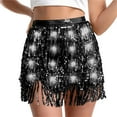 thumbnail image 6 of UQJfacai Sparkly Sequin Fringe Skirt Light Up Tassel Shorts Belly Dance Skirts Rave Festival Outfits for Women, 6 of 6