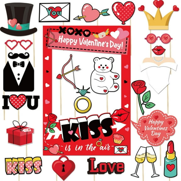 Valentines Day Photo Booth Props ,Photography Props,Funny Diys Picture Selfie Accessories for Wedding Party Supplies