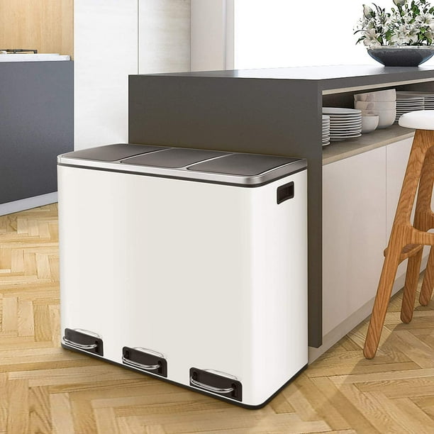 GARTIO 14.3 gal Stainless Steel Step Trash Can Recycling