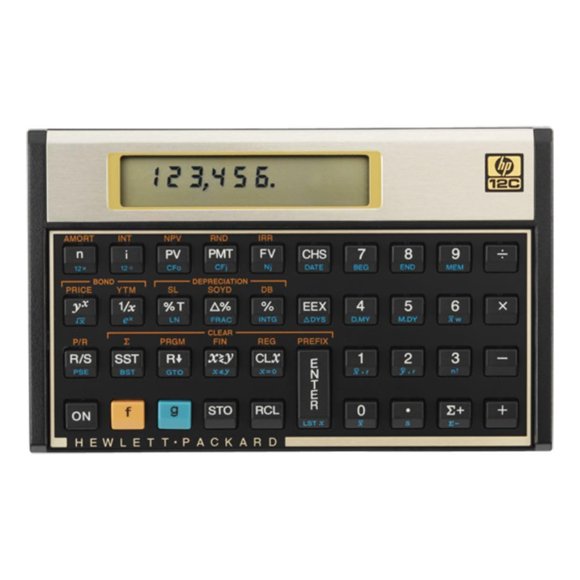 Calculadora financiera HP 12C negro/dorada para profesionales