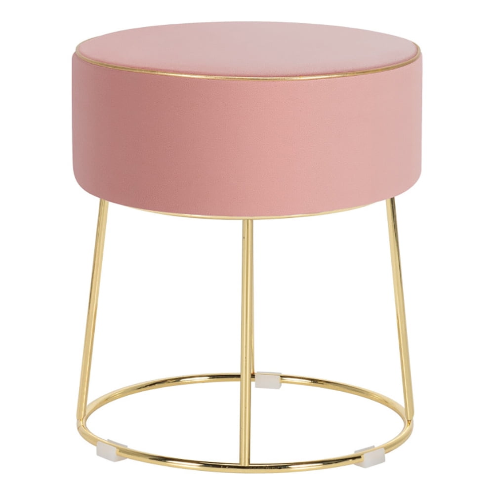 Finihen Round Velvet Ottoman, Footrest Stool, Vanity Chair, Velvet Footrest Stool Ottoman with Non-Slip Foot Pads for Bedside, for Living Room, Bedroom, Pink Finihen Round Velvet Ottoman, Footrest Stool, Vanity Chair, Velvet Footrest Stool Ottoman with Non-Slip Foot Pads for Bedside, for Living Room, Bedroom, Pink