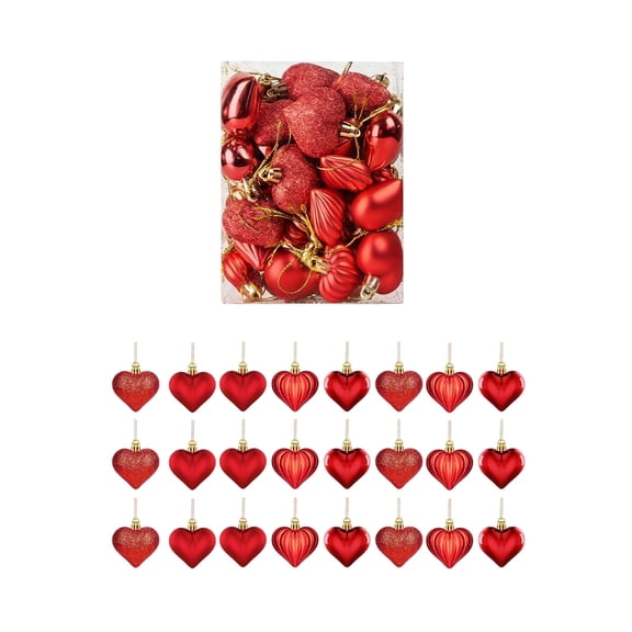 YingYouFu Valentine's Day Heart Ornaments 24Pcs Hanging Decorations Party Supplies for Wall Door Ceiling, Romantic Heart Shaped Decor for Home Festival Celebration