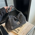 thumbnail image 3 of Denim Shoulder Bag Women Tote Pures Large Capacity Handbag Fashion Crossbody Bag with Adjustable Strap Casual Daily Use Denim Purse, 3 of 5
