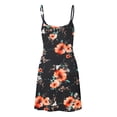thumbnail image 2 of Made by Johnny Women's V-Neck Spaghetti Strap Tunic Short Dress L BLACK_FLORAL, 2 of 6