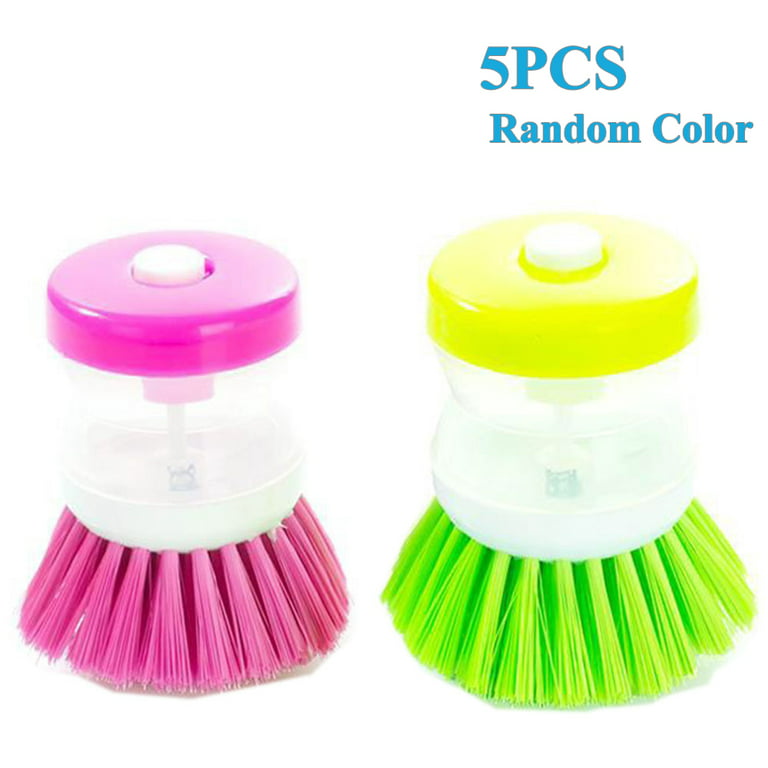 5PCS Dish Scrubber With Soap Dispenser,Soap Dispensing Palm Brush, Kitchen  Brush For Dish Pot Pan Sink Cleaning(Random Color)