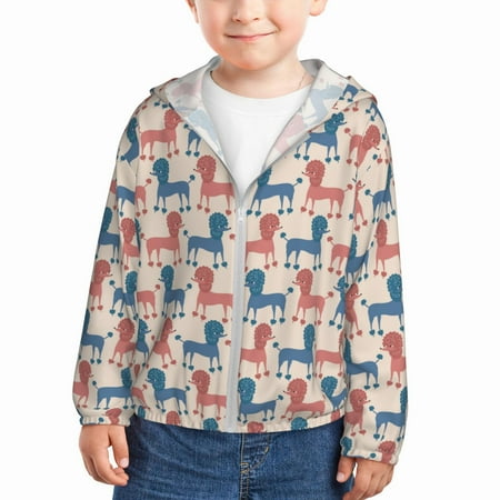 

Vsdgher Cartoon Poodle Dog Kids Sun Protection Hoodie with Zip Rash Guard Tops Children s Long Sleeve Sun Protection Clothing - 3 Years