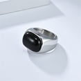 thumbnail image 3 of PAURO Gemstone Rings for Men Oval Stainless Steel Statement Personalised Dainty Simple Vintage Jewellery Silver Black Size U, 3 of 4