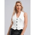 thumbnail image 5 of Zaldita Women's 4-Button Single Breasted Vests Sleeveless V Neck Regular Fitted Dressy Suit Work Office Waistcoats White S, 5 of 7