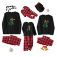 thumbnail image 1 of Pijamas navideños familiares a juego: camisa de manga larga con estampado de árbol de Navidad y pantalón a cuadros elástico para estar en casa., 1 of 10