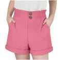 thumbnail image 2 of MKOSPLRT Paper Bag Shorts for Kids 5-15 Years Solid Casual Dressy Shorts Lightweight Summer Rolled Shorts with Pocket for Girl, 2 of 7