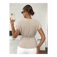 thumbnail image 4 of NACOjama Womens Short Sleeve V Neck Button Front Cardigan Sweater Lightweight Ribbed Knit Loose Fit Summer Top Beige, 4 of 9