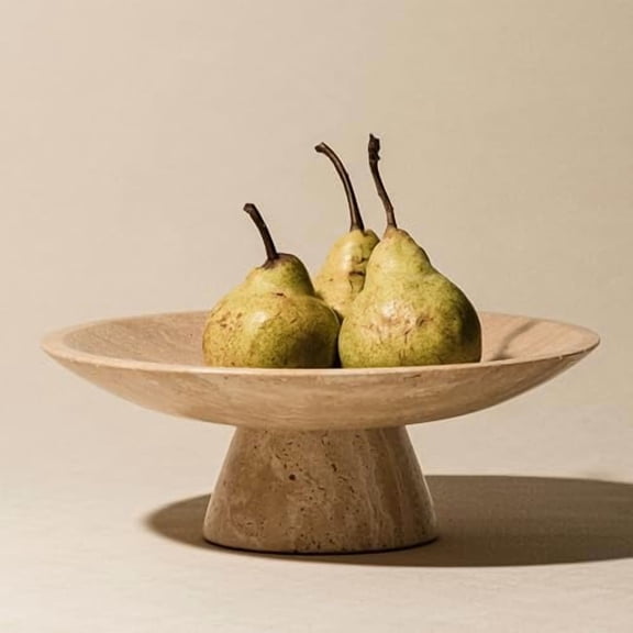 Large pedestal fruit bowl, Travertine Stone Decorative Bowl, Footed Bowl, Natural Marble, Centerpiece, Home Decor$$