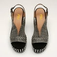 thumbnail image 3 of FSJ Women Chic Platform Chunky High Heel Buckle Sandals Round Open Toe V-cut Pumps Fashion Dress Block Heel Casual Shoes Size Size 8 Black Rhinestone, 3 of 4