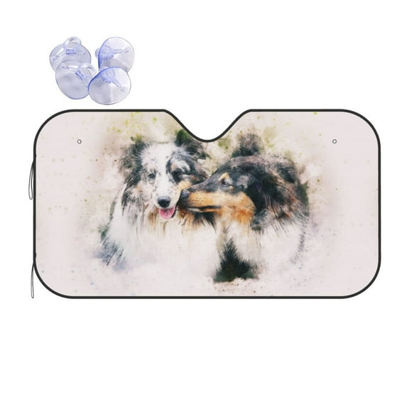 XMXY Car Sun Shade Windshield, Dog Emotion Abstract Automotive Front Window Sun Visor for Cars SUV Trucks, Small Size